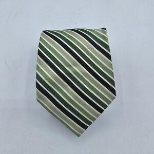 Mens Necktie Croft & Barrow Tie silk Green Black Size 59 By 3.5 In Vintage